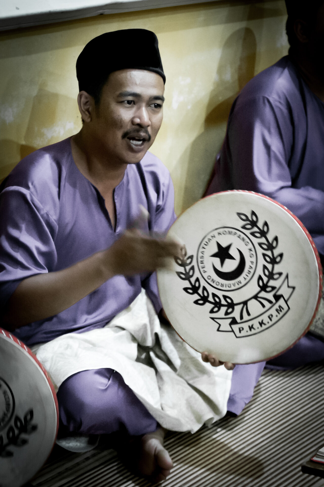 PKKPM with floral and star decorated drum, Kompang Jidor