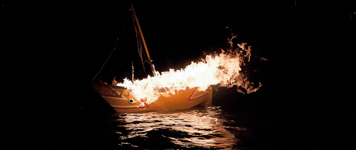 A burning boat